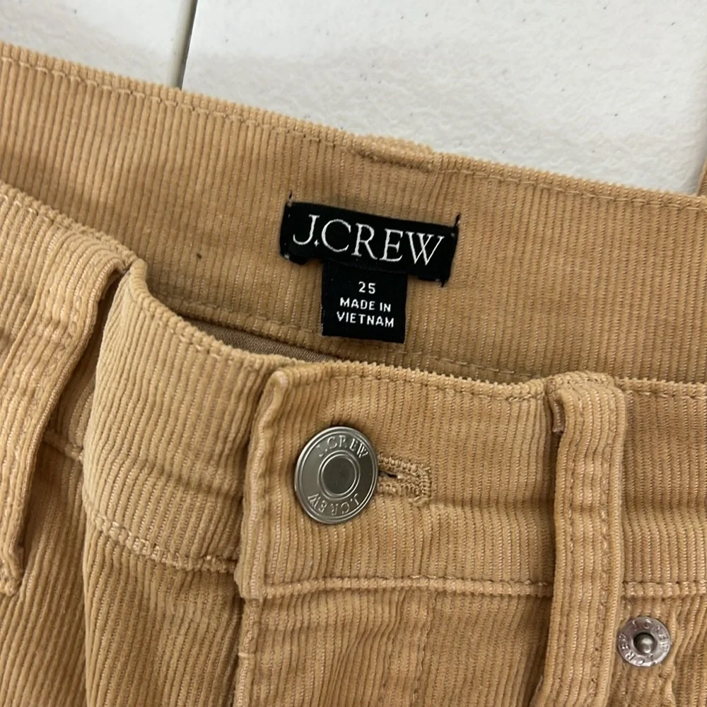 J. Crew Sz 25 Corduroy Tan Straight Leg Mid Rise Pants